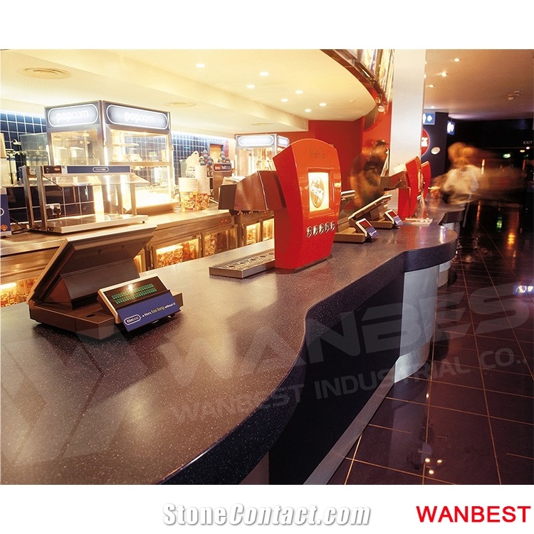 Customized Curved Coffee Fast Food Juice Shop Order Counter Front Cashier Desk