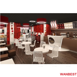 Customized Curved Coffee Fast Food Juice Shop Order Counter Front Cashier Desk
