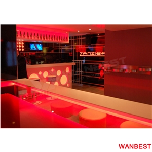 Customized Size Portable Artificial Stone Acrylic White Led Lighted Juice Restaurant Cafe Pub Wine Nightclub Music Bar Counter Drink Table for Sale