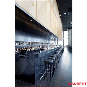 Customized Solid Surface Artificial Stone Restaurant Cafe Juice Fast Food Shop Small Beer Pub Bar Drinking Counter Dining Table Set Modern for Sale