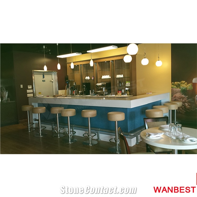 Factory Direct Artificial Marble Stone L Shape Home Wine Mini Pub Restaurant Bar Counter Juice Cafe Beer Cocktail Drinking Table with Chairs