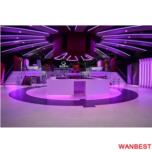 Factory Direct Artificial Stone Acrylic White Illuminated Lighted Nightclub Pub Restaurant Coffee Wine Bar Counter Reception Desk Modern Design