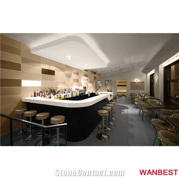 High Gloss Custom Made Marble Top Acrylic Restaurant Bistro Sushi Juice Coffee Pub Club Wine Bar Reception Counter Drinking Table with Chairs