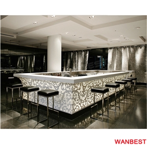 Hot Sale Acrylic Stone Circular Fastfood Shop Sushi Bar Table Reception Cashier Counter
