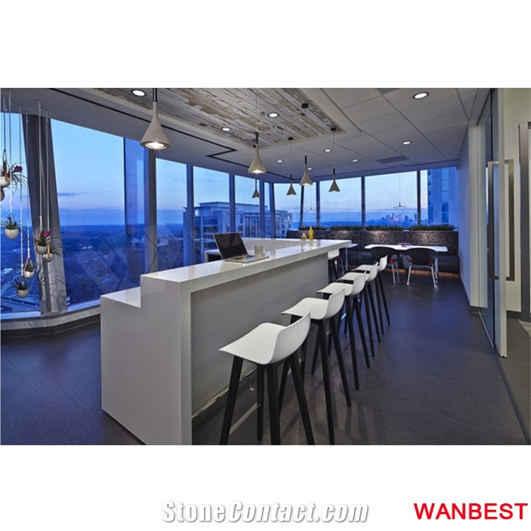 Luxury Artificial Stone Restaurant Coffee Shop Bar Drinking Counter Front Cash Desk Led Lighting