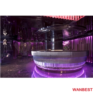 Luxury China Factory Customized Illuminate Led Circle Round Artificial Stone Nightclub Pub Hotel Wine Bar Counter Tops Reception Desk for Sale