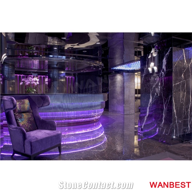 Luxury China Factory Customized Illuminate Led Circle Round Artificial Stone Nightclub Pub Hotel Wine Bar Counter Tops Reception Desk for Sale