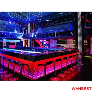 Luxury China Factory Customized Illuminate Led Circle Round Artificial Stone Nightclub Pub Hotel Wine Bar Counter Tops Reception Desk for Sale