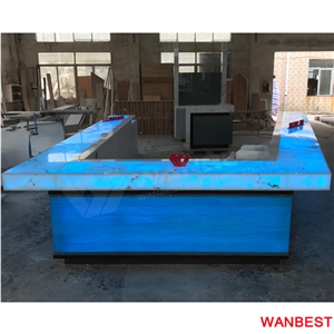 Luxury Custom Artificial Stone Marble Top U Shape Led Lighted Nightclub Pub Restaurant Cafe Juice Wine Bar Drinking Counter Reception Desk Design Luxury Custom Artificial Stone Marble Top U Shape Led Lighted Nightclub Pub Restaurant Cafe Juice Wine Bar Drinking Counter Reception Desk Design