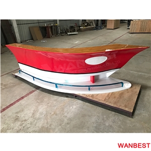 Modern Acrylic Artificial Stone Half Round Semi Circle Nightclub Pub Bar Counter Restaurant Juice Cashier Desk Hotel Hall Reception Desk with Light