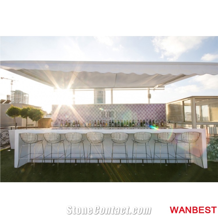 Modern Acrylic Artificial Stone White Outdoor Illuminated Led Wedding Party Beach Event Restaurant Nightclub Restaurant Bar Counter Dining Table Set