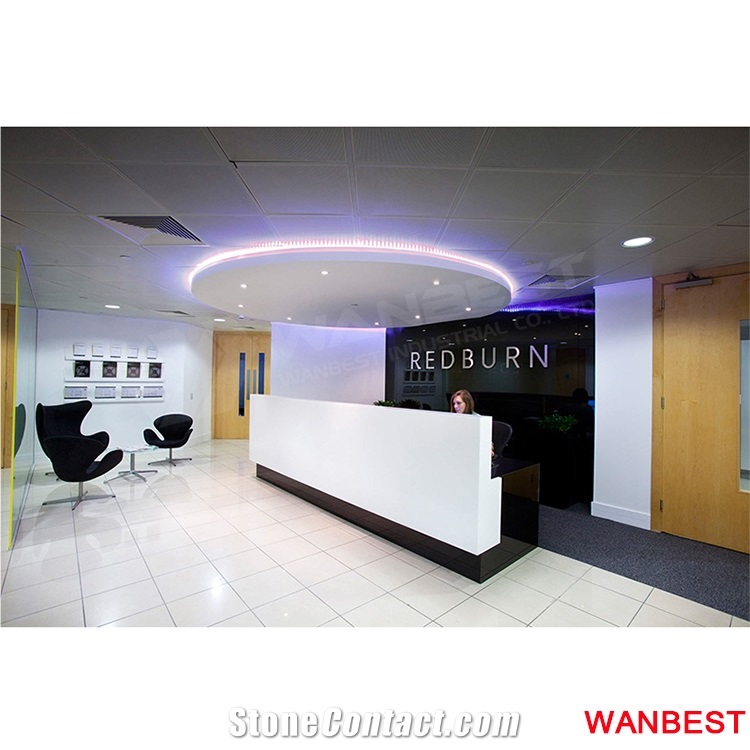Modern Artificial Stone Acrylic Straight Shopping Center Cloth Shop Reception Counter Table Office Restaurant Hotel Beauty Salon Spa Cashier Desk