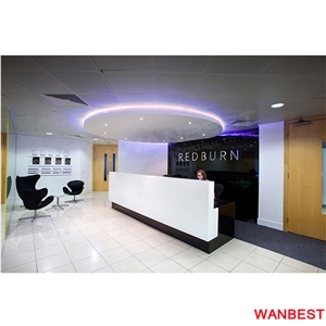 Modern Artificial Stone Acrylic Straight Shopping Center Cloth Shop Reception Counter Table Office Restaurant Hotel Beauty Salon Spa Cashier Desk