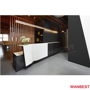 Modern Artificial Stone Acrylic Straight Shopping Center Cloth Shop Reception Counter Table Office Restaurant Hotel Beauty Salon Spa Cashier Desk