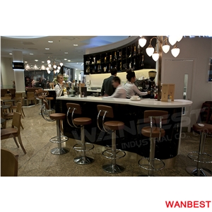 Modern Curved Design Solid Surface Top Salad Sushi Coffee Juice Restaurant Wine Bar Counter Drinking Table Reception Cashier Desk with Chairs