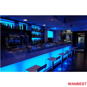 Modern Curved Design Solid Surface Top Salad Sushi Coffee Juice Restaurant Wine Bar Counter Drinking Table Reception Cashier Desk with Chairs