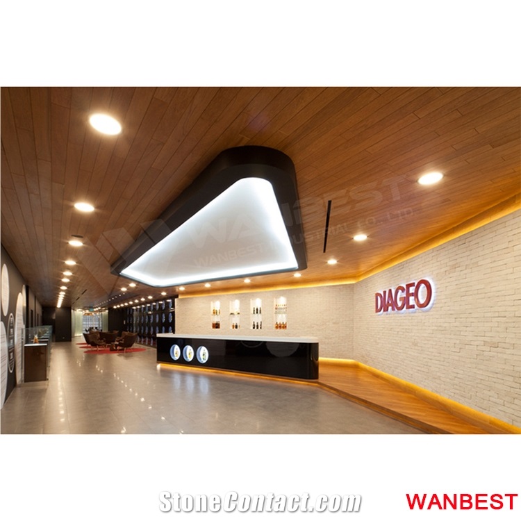 Modern Customized Solid Surface Artificial Marble Led Lighting Hotel Pub Night Club Restaurant Juice Bar Front Cashier Counter Reception Area Desk
