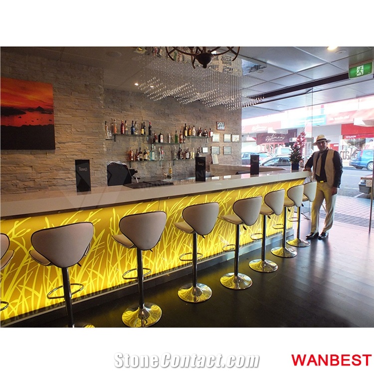 Modern Design Solid Surface Long Narrow Bar Table Restaurant Fast Food Counter