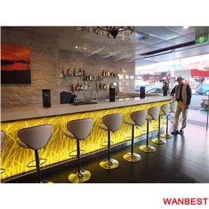 Modern Design Solid Surface Long Narrow Bar Table Restaurant Fast Food Counter