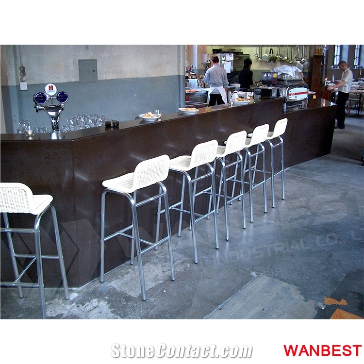 Modern Solid Surface Artificial Marble White Coffee Juice Shop Fast Food Nightclub Wine Bar Drinking Counter Restaurant Reception Desk with Chairs