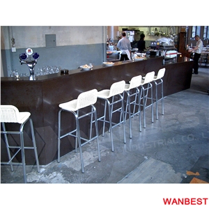 Modern Solid Surface Artificial Marble White Coffee Juice Shop Fast Food Nightclub Wine Bar Drinking Counter Restaurant Reception Desk with Chairs