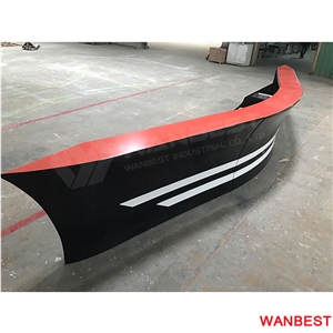New Arrival Outdoor Artificial Stone Acrylic Boat Style Curved Restaurant Juice Shop Night Club Pub Wine Bar Drink Counter Reception Desk Design