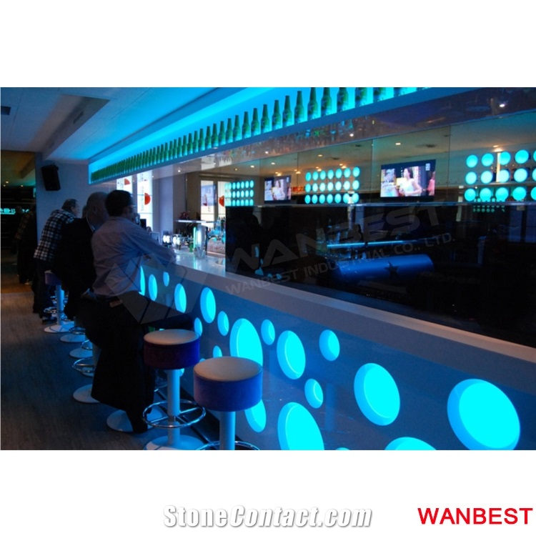 New Design Curved Acrylic Buffet Sushi Pub Cocktail Drinking Bar Serving Counter