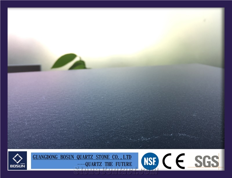 Artificial Quartz Stone Bs3003 Black Ice Leather Serface Solid Surfaces Polished Slabs & Tiles Engineered Stone for Kitchen Bathroom Counter Top