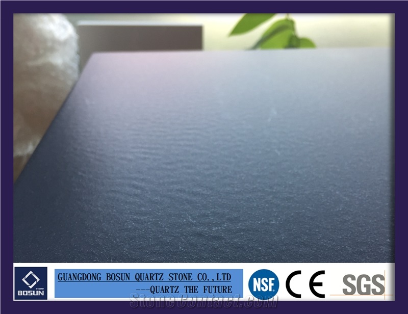 Artificial Quartz Stone Bs3003 Black Ice Leather Serface Solid Surfaces Polished Slabs & Tiles Engineered Stone for Kitchen Bathroom Counter Top