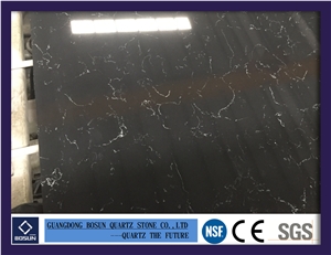 Artificial Quartz Stone Bs3003 Black Ice Solid Surfaces Polished Slabs & Tiles Engineered Stone for Kitchen Bathroom Counter Top