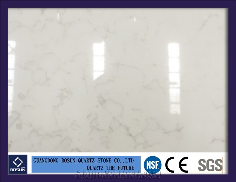 Artificial Quartz Stone Bs3102 Carrara White Solid Surfaces Polished Slabs & Tiles Engineered Stone for Kitchen Bathroom Counter Top