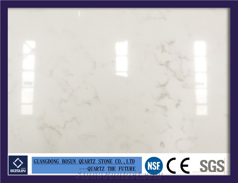 Artificial Quartz Stone Bs3102 Carrara White Solid Surfaces Polished Slabs & Tiles Engineered Stone for Kitchen Bathroom Counter Top