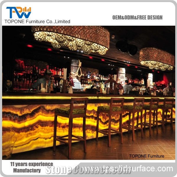 High Quality Illuminated Led Artificial Stone Commercial Bar Counter