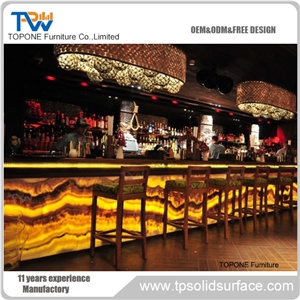 High Quality Illuminated Led Artificial Stone Commercial Bar Counter