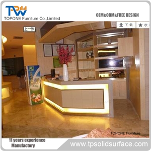 High Quality Illuminated Led Artificial Stone Commercial Bar Counter