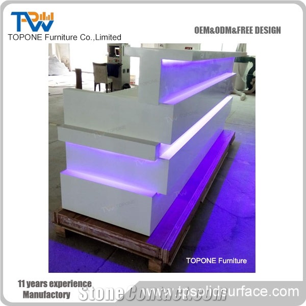 New Diamond Design Bar Counter Tops High Gloss Acrylic Solid Surface Bar for Restaurant Furniture