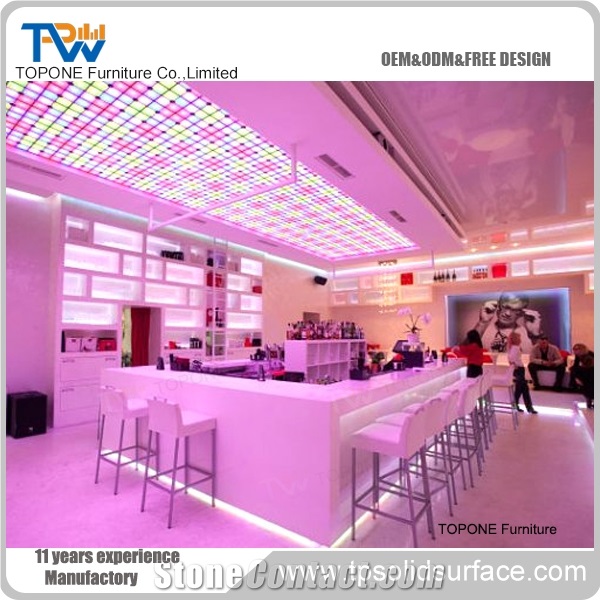 New Diamond Design Bar Counter Tops High Gloss Acrylic Solid Surface Bar for Restaurant Furniture