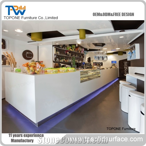 New Diamond Design Bar Counter Tops High Gloss Acrylic Solid Surface Bar for Restaurant Furniture