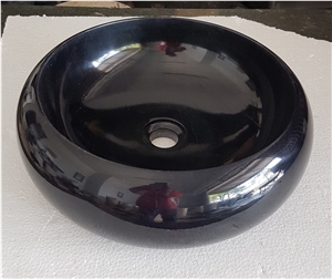Asbk 40 Java Black Marble Round Wash Basin