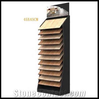 Metal Didplays for Tile Hardwood Carpet Floorings Waterfall Display Stands Wood Racks Vinyl Displays Quartz Marble Granite Tower