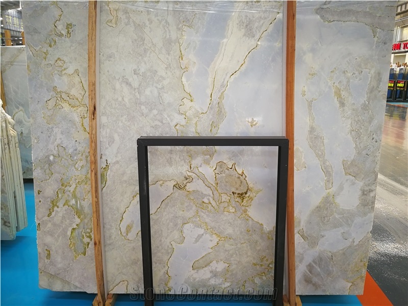 White Jade Blue Color China Marble Waterjet, Blue and White Marble, China Changbai White Jade Blue Dragon Veins Marble ,Blue Fantasy Pattern with Multicolor