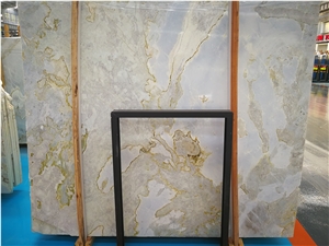 White Jade Blue Color China Marble Waterjet, Blue and White Marble, China Changbai White Jade Blue Dragon Veins Marble ,Blue Fantasy Pattern with Multicolor