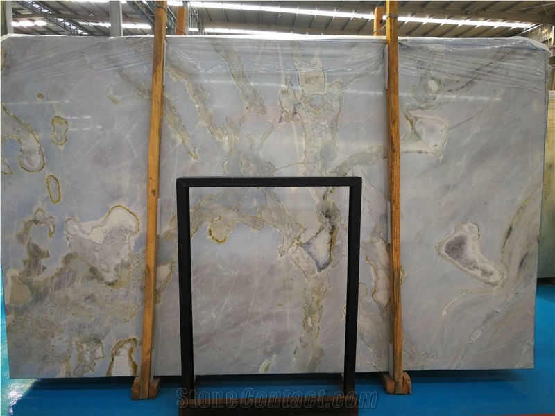 White Jade Blue Color China Marble Waterjet, Blue and White Marble, China Changbai White Jade Blue Dragon Veins Marble ,Blue Fantasy Pattern with Multicolor