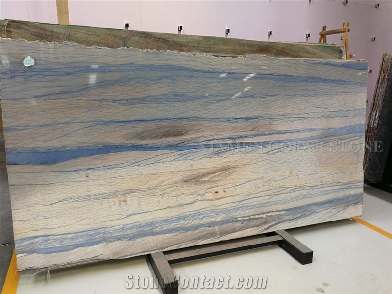 Azul Macaubas Quartzite Polished Slab Tiles,Machine Cutting Brazil Blue Panel for Bathroom Wall Cladding,Floor Covering French Pattern Skirting Gofar