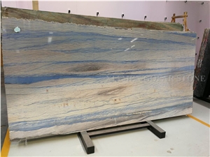 Azul Macaubas Quartzite Polished Slab Tiles,Machine Cutting Brazil Blue Panel for Wall Cladding,Floor Covering French Pattern Skirting