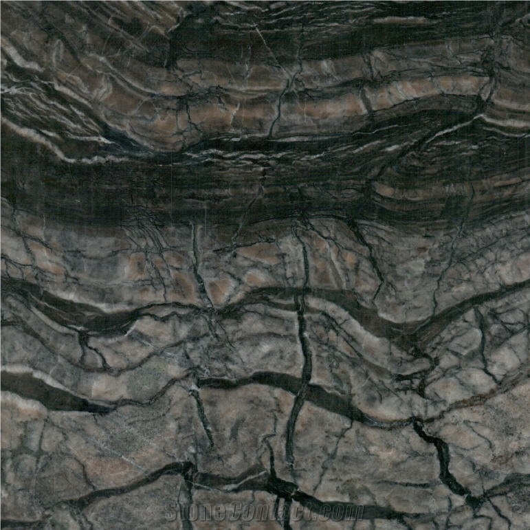 Silver Wave Brown Marble Tiles Machine Cutting Slabs Pattern,China Black Floor Covering Paving,Bathroom Flooring Stepping,Wall Cladding