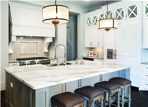 A Kitchen Using Both Natural Stone and Engineered Quartz