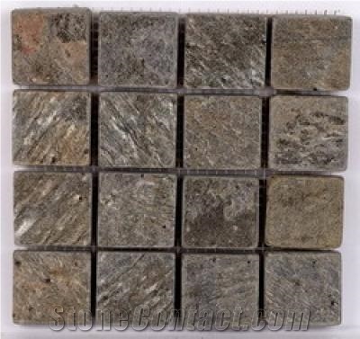 Zeera Green - Golden Green Slate Mosaic