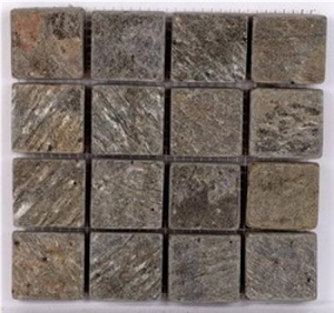Zeera Green - Golden Green Slate Mosaic