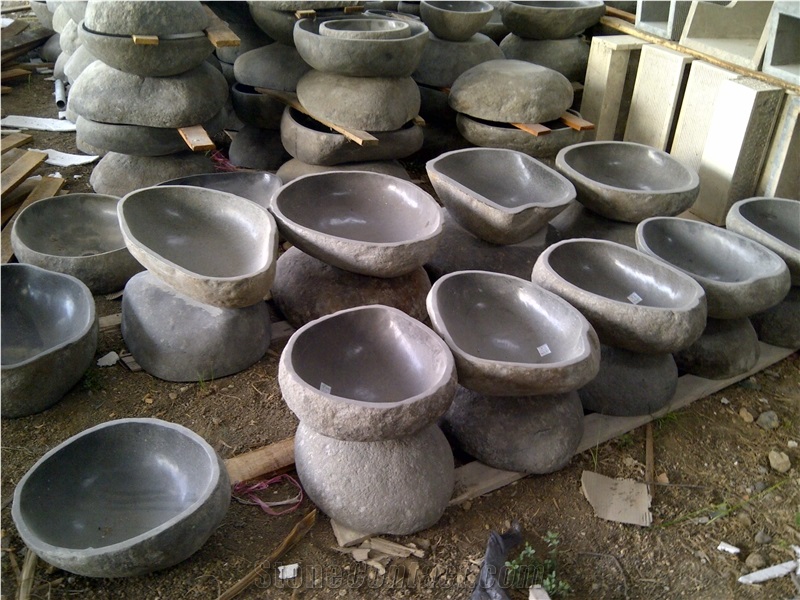 Natural Sink River Stone Indonesia /Grey Bluestone Sinks & Basins / Round Basins / Square Basins/ Bathroom Basins / Bathroom Sinks / Oval Basins